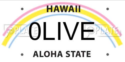 0LIVE Hawaii License Plate