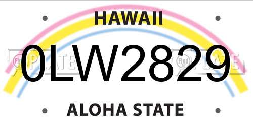 0LW2829 Hawaii License Plate