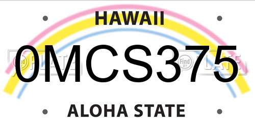 0MCS375 Hawaii License Plate
