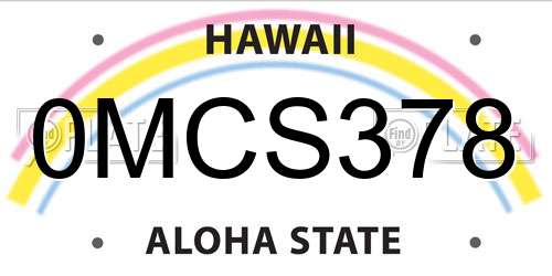 0MCS378 Hawaii License Plate