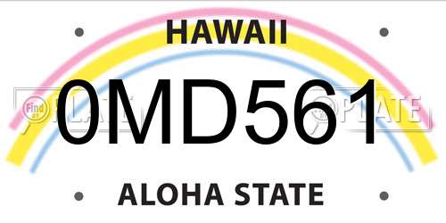 0MD561 Hawaii License Plate