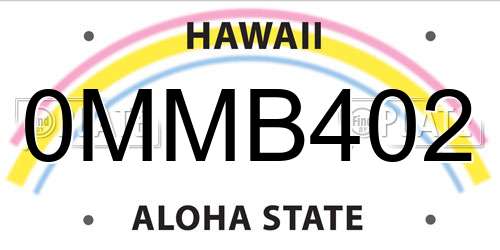 0MMB402 Hawaii License Plate