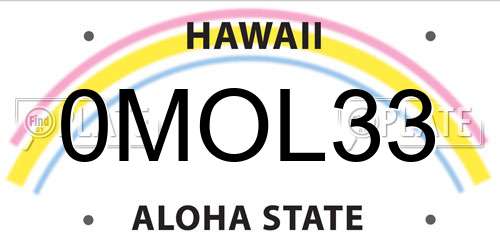 0MOL33 Hawaii License Plate