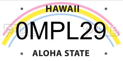 0MPL29 Hawaii License Plate