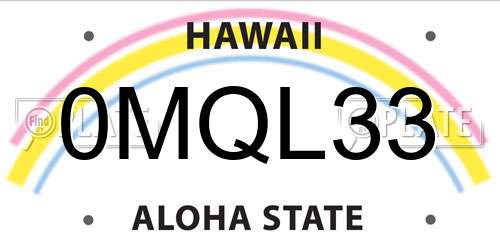 0MQL33 Hawaii License Plate