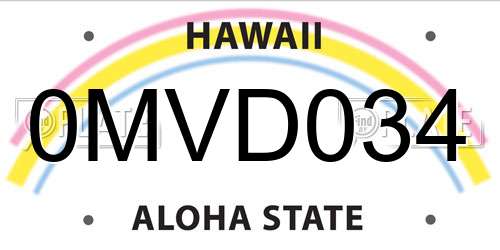 0MVD034 Hawaii License Plate