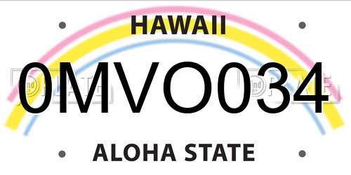 0MVO034 Hawaii License Plate