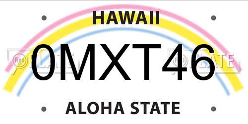 0MXT46 Hawaii License Plate