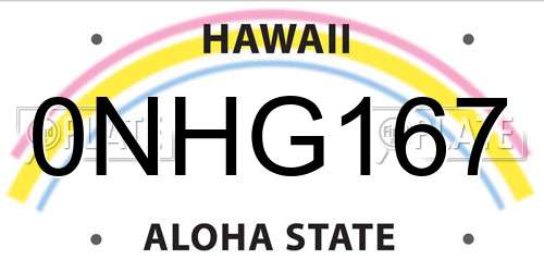 0NHG167 Hawaii License Plate