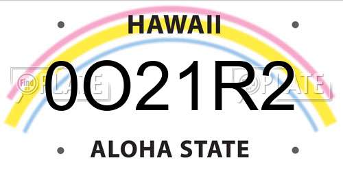0O21R2 Hawaii License Plate