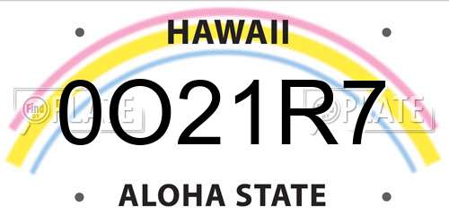 0O21R7 Hawaii License Plate