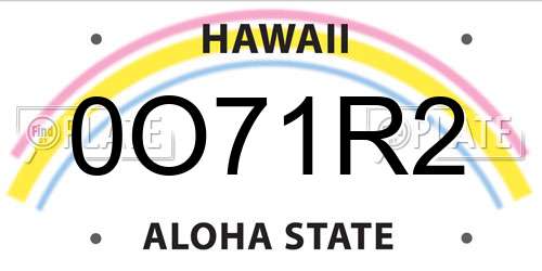 0O71R2 Hawaii License Plate