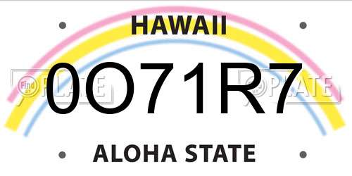 0O71R7 Hawaii License Plate