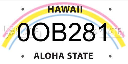 0OB281 Hawaii License Plate