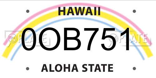 0OB751 Hawaii License Plate