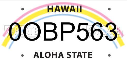 0OBP563 Hawaii License Plate