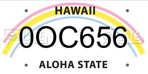 0OC656 Hawaii License Plate