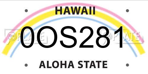 0OS281 Hawaii License Plate
