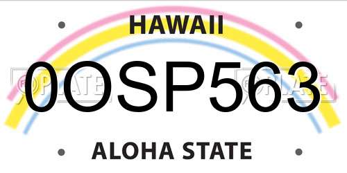 0OSP563 Hawaii License Plate