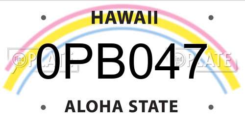 0PB047 Hawaii License Plate
