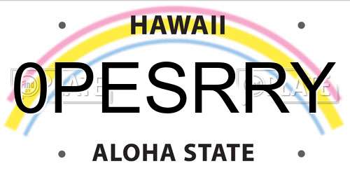 0PESRRY Hawaii License Plate
