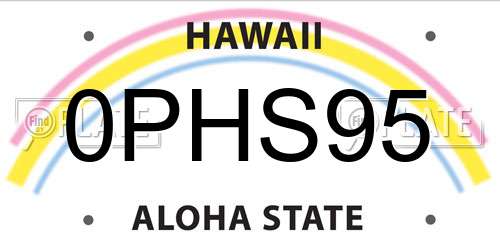 0PHS95 Hawaii License Plate