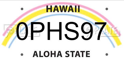 0PHS97 Hawaii License Plate
