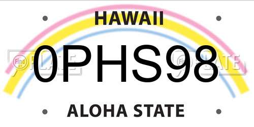 0PHS98 Hawaii License Plate
