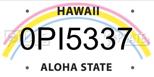 0PI5337 Hawaii License Plate