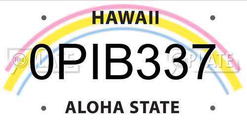 0PIB337 Hawaii License Plate
