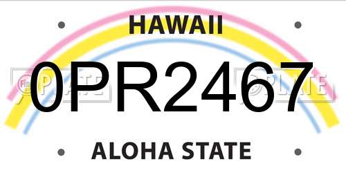 0PR2467 Hawaii License Plate