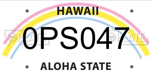 0PS047 Hawaii License Plate