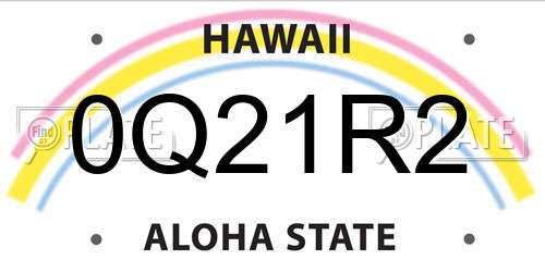 0Q21R2 Hawaii License Plate