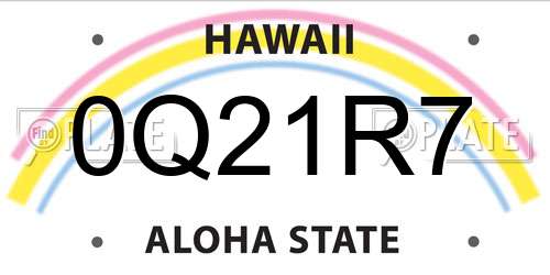 0Q21R7 Hawaii License Plate
