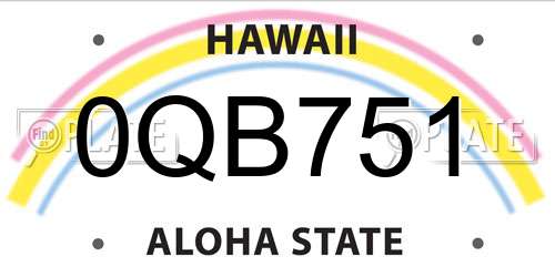 0QB751 Hawaii License Plate