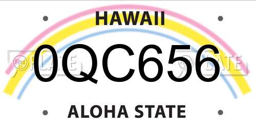 0QC656 Hawaii License Plate