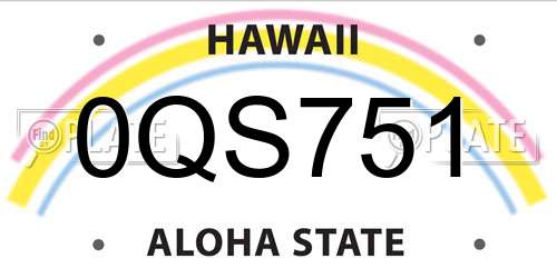 0QS751 Hawaii License Plate