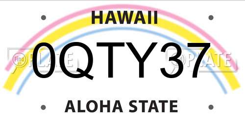 0QTY37 Hawaii License Plate