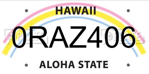 0RAZ406 Hawaii License Plate