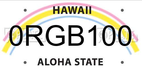 0RGB100 Hawaii License Plate