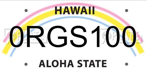 0RGS100 Hawaii License Plate