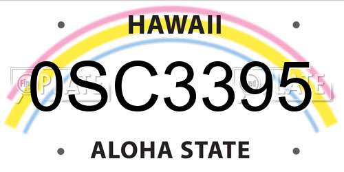 0SC3395 Hawaii License Plate