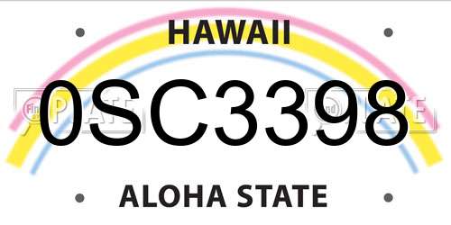 0SC3398 Hawaii License Plate
