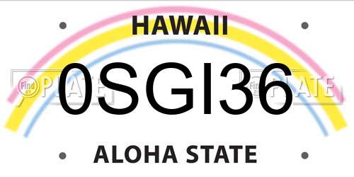 0SGI36 Hawaii License Plate