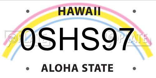 0SHS97 Hawaii License Plate