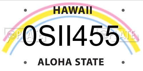 0SII455 Hawaii License Plate