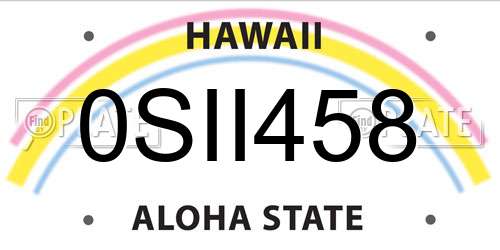 0SII458 Hawaii License Plate