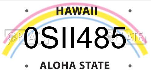 0SII485 Hawaii License Plate