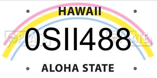 0SII488 Hawaii License Plate