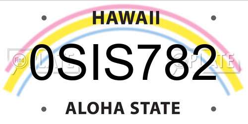 0SIS782 Hawaii License Plate
